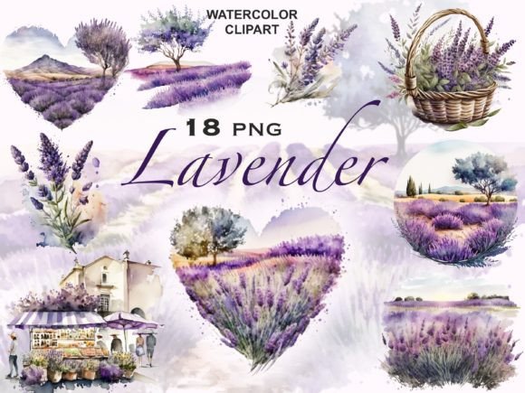 Download Watercolor Lavender Field, Lilac Clipart - Clip Collection