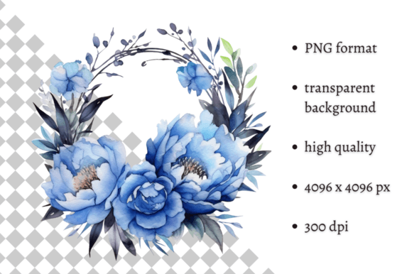 Download Watercolor Blue Peonies PNG Clipart - Clip Collection
