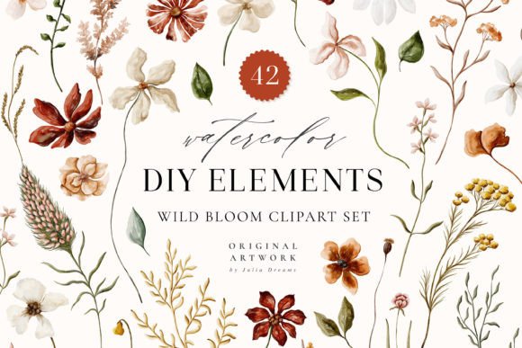 Download Wild Bloom Watercolor Digital Clipart - Clip Collection