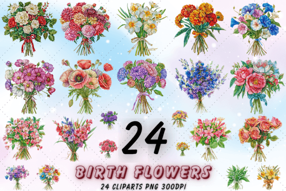 Download Birth Month Flower Sublimation Clipart - Clip Collection