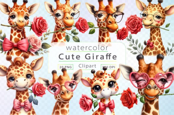Download Watercolor Giraffe Clipart Bundle - Clip Collection