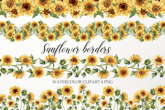 Download Sunflower Border Clipart. Watercolor PNG - Clip Collection