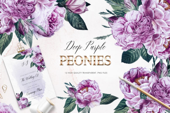 Download Purple Peonies Clipart, Violet Roses - Clip Collection