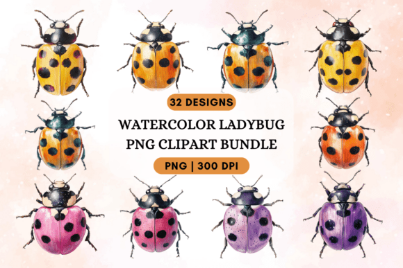 Download Watercolor Ladybug PNG Clipart Bundle - Clip Collection
