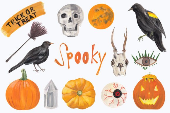 Download Halloween Hand Painted Clipart 14 Png - Clip Collection