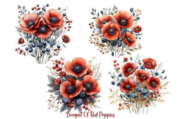 Download Bouquet of Red Poppies Clipart - Clip Collection