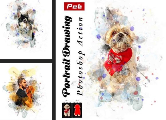 Download Pet Portrait Drawing Photoshop Action - Premium Bundle