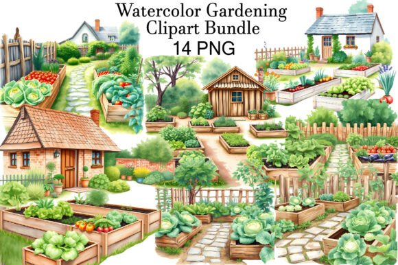 Download Watercolor Gardening Clipart Bundle - Clip Collection