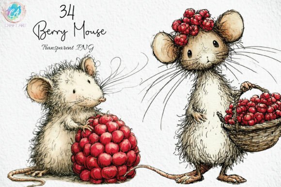 Download Cute Berry Mouse Watercolor PNG Clipart - Clip Collection