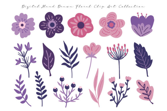 Download Pink and Violet Flowers Digital Clip Art - Clip Collection