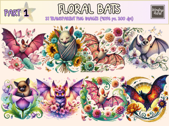 Download Floral Bats Clipart - Clip Collection