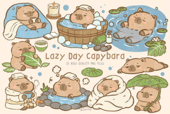 Download Kawaii Lazy Capybara Clipart - Clip Collection