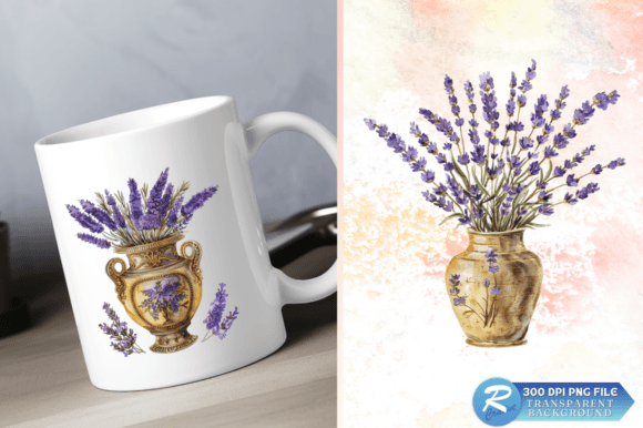 Download Lavender Golden Vase Watercolor Clipart - Clip Collection