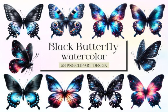 Download Watercolor Black Butterfly Clipart PNG - Clip Collection