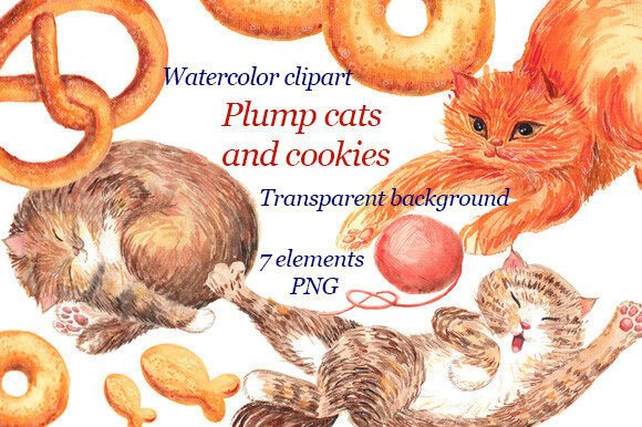 Download Plump Cats Hand Painted Clipart, PNG - Clip Collection
