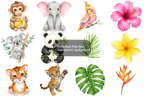Download Watercolor Animals and Tropical Clipart - Clip Collection