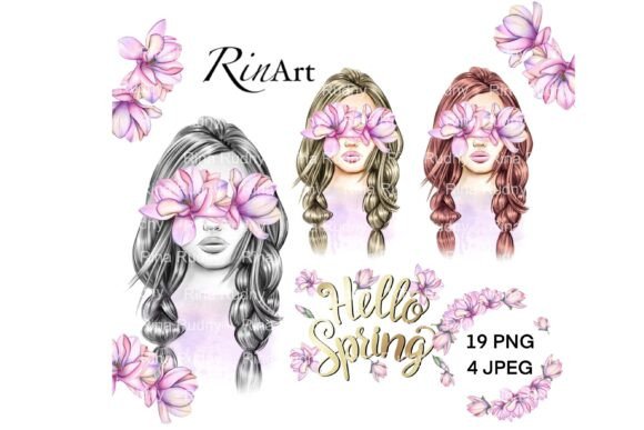 Download Girl with Magnolia Flowers Clipart Png - Clip Collection
