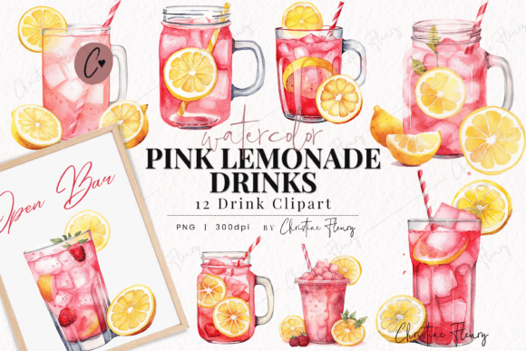Download Watercolor Pink Lemonade Drinks Clipart - Clip Collection
