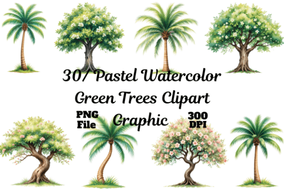 Download Pastel Watercolor Green Trees Clipart Gr - Clip Collection