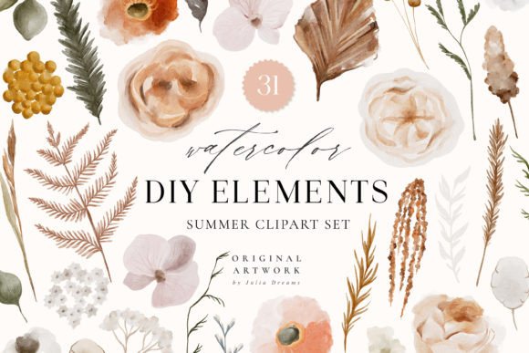 Download Summer Watercolor Flower Digital Clipart - Clip Collection