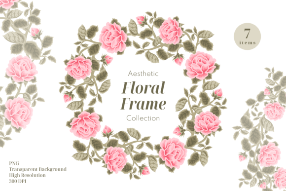 Download Aesthetic Rose Flower Frame Clipart Set - Clip Collection