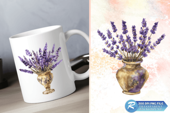 Download Lavender Golden Vase Watercolor Clipart - Clip Collection