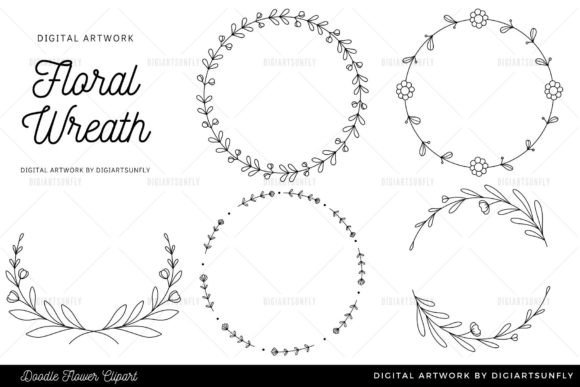 Download Flower Wreath Clipart/Hand Drawn - Clip Collection