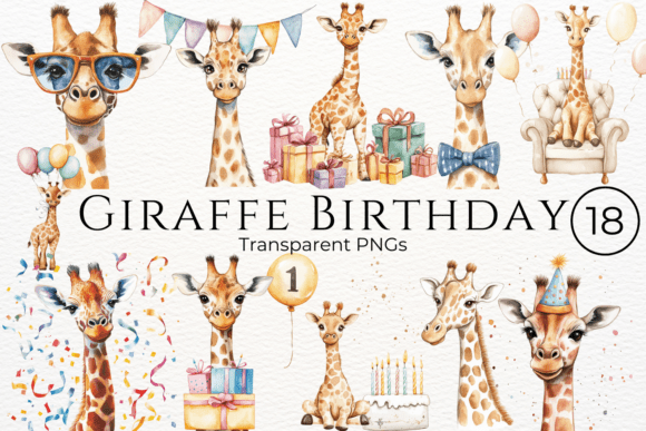 Download Giraffe Birthday Watercolor Clipart - Clip Collection