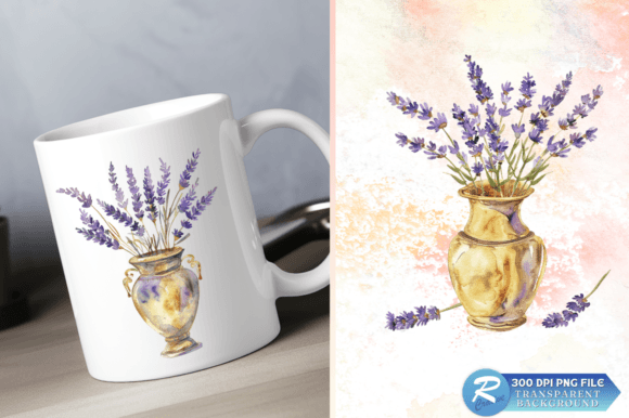 Download Lavender Golden Vase Watercolor Clipart - Clip Collection
