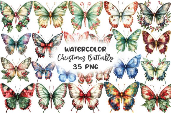Download Watercolor Christmas Butterfly Clipart - Clip Collection