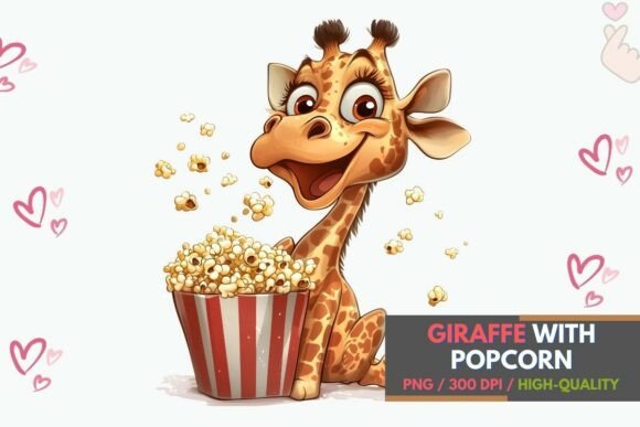 Download Funny Giraffe with Popcorn PNG Clipart - Clip Collection
