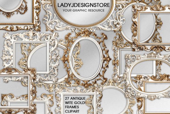 Download Antique White Gold Frames Clipart - Clip Collection