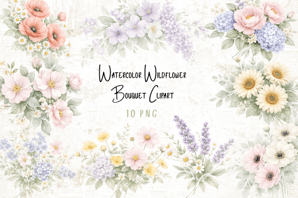 Download Watercolor Wildflower Bouquet Clipart - Clip Collection