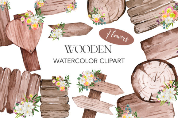 Download Watercolor Wooden Wedding Clipart PNG. - Clip Collection