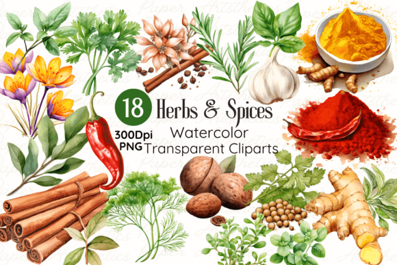 Download Watercolor Herbs and Spices Clipart - Clip Collection