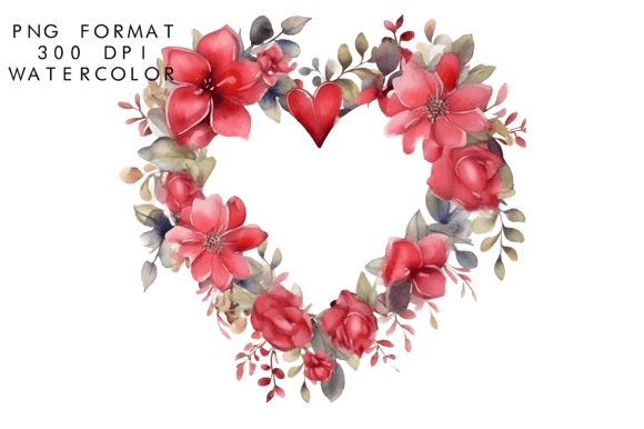 Download Watercolor Heart Flower Wreath Clipart - Clip Collection