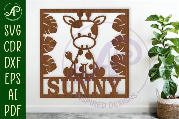 Download Giraffe Name Wall Art Sign or Card - Card Collection
