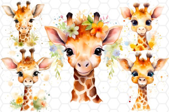 Download Watercolor Giraffe Clipart Bundle PNG - Clip Collection