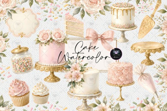 Download Elegant Pink Cake Watercolor Clipart - Clip Collection