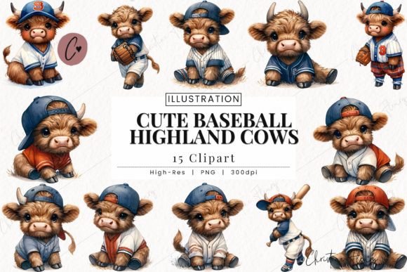 Download Cute Baseball Highland Cow Clipart - Clip Collection