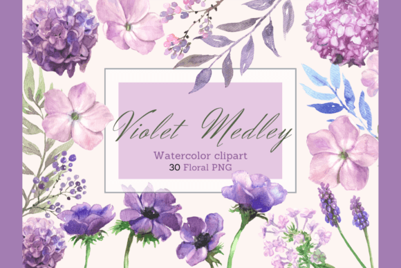 Download Watercolor Violet Purple Flowers Clipart - Clip Collection