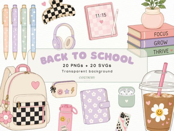 Download Back to School Cliparts, Cute Stationery - Clip Collection