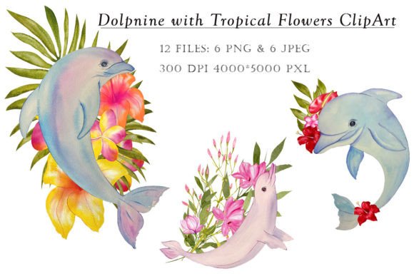 Download Dolphin Sublimation Flowers, Clipart Png - Clip Collection