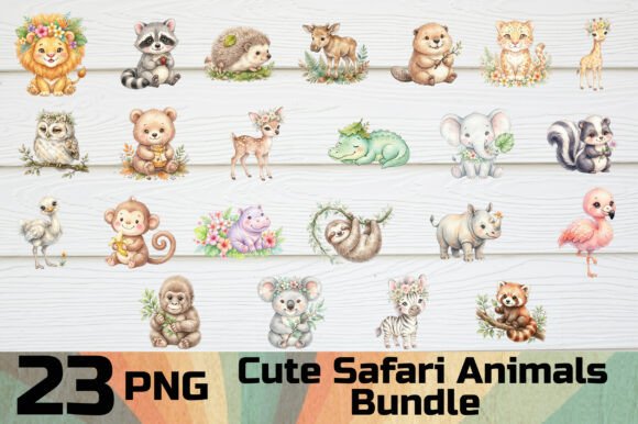 Download Cute Safari Animals Clipart PNG Bundle - Clip Collection