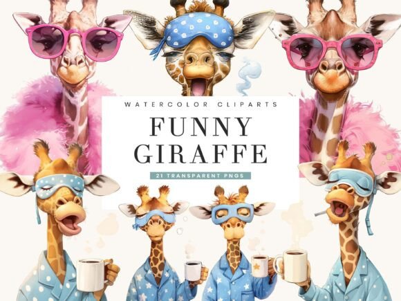 Download Watercolor Funny Giraffe Clipart Bundle - Clip Collection