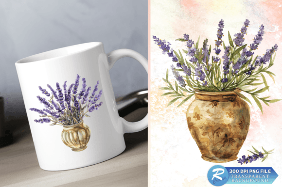 Download Lavender Golden Vase Watercolor Clipart - Clip Collection