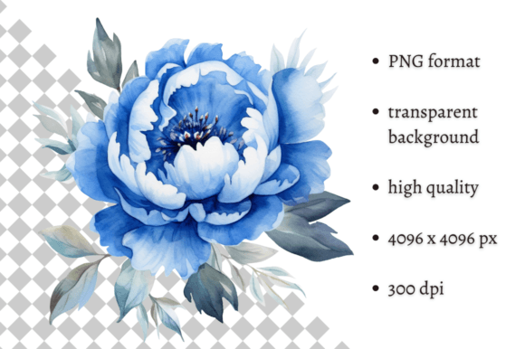 Download Watercolor Blue Peonies PNG Clipart - Clip Collection