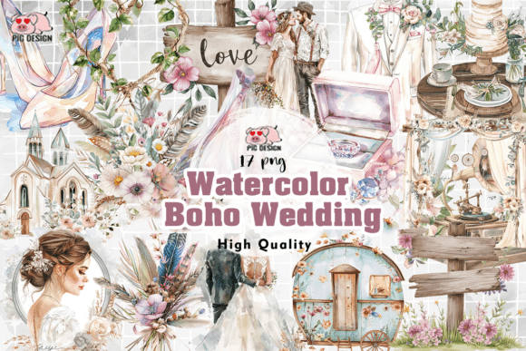 Download Watercolor Boho Wedding Clipart PNG - Clip Collection