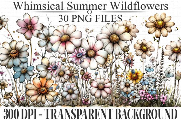 Download Whimsical Summer Wildflowers Clipart - Clip Collection