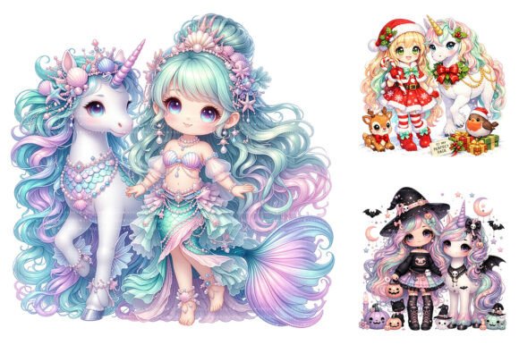Download Cute Chibi Girl Unicorn Seasonal Clipart - Clip Collection
